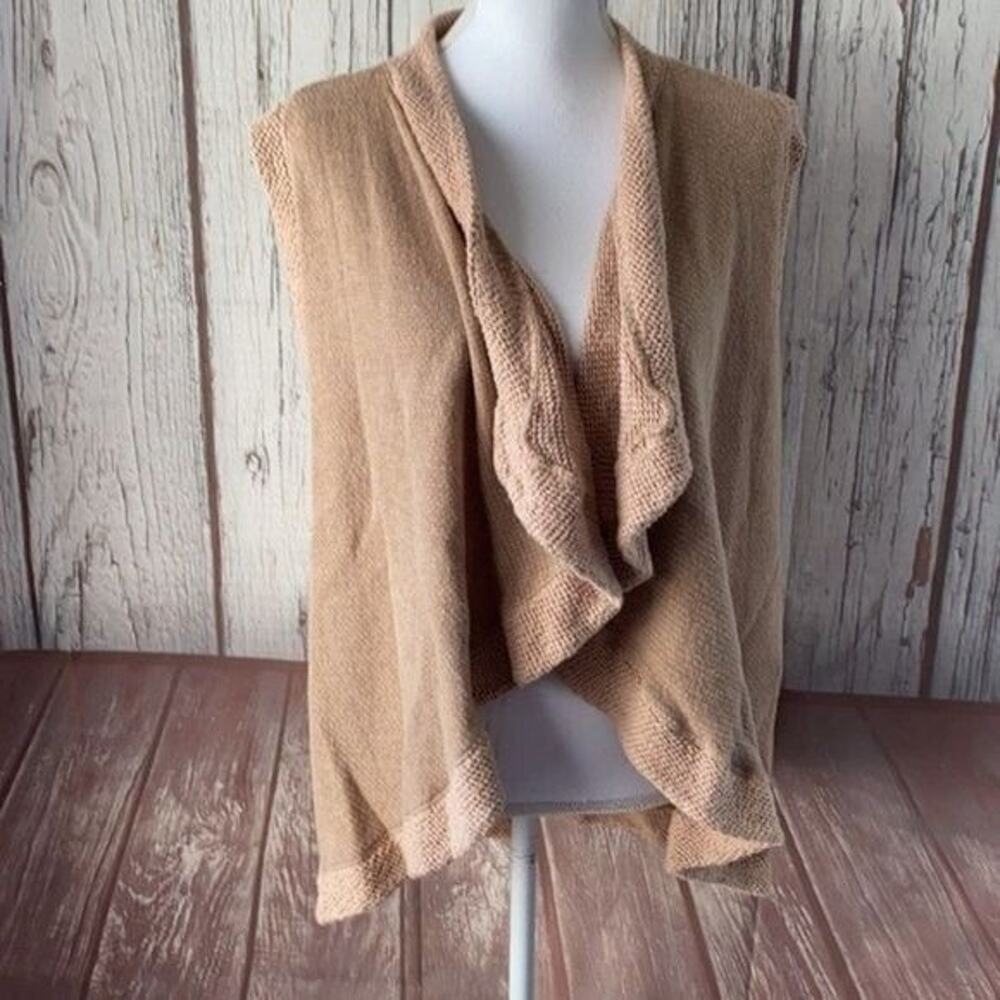 Matilda Jane Cardigan Sweater Womens Small Beige Open Sleeveless Chunky Knit
